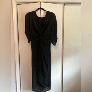 Elegant Black Dress- Twist Front Cut Out